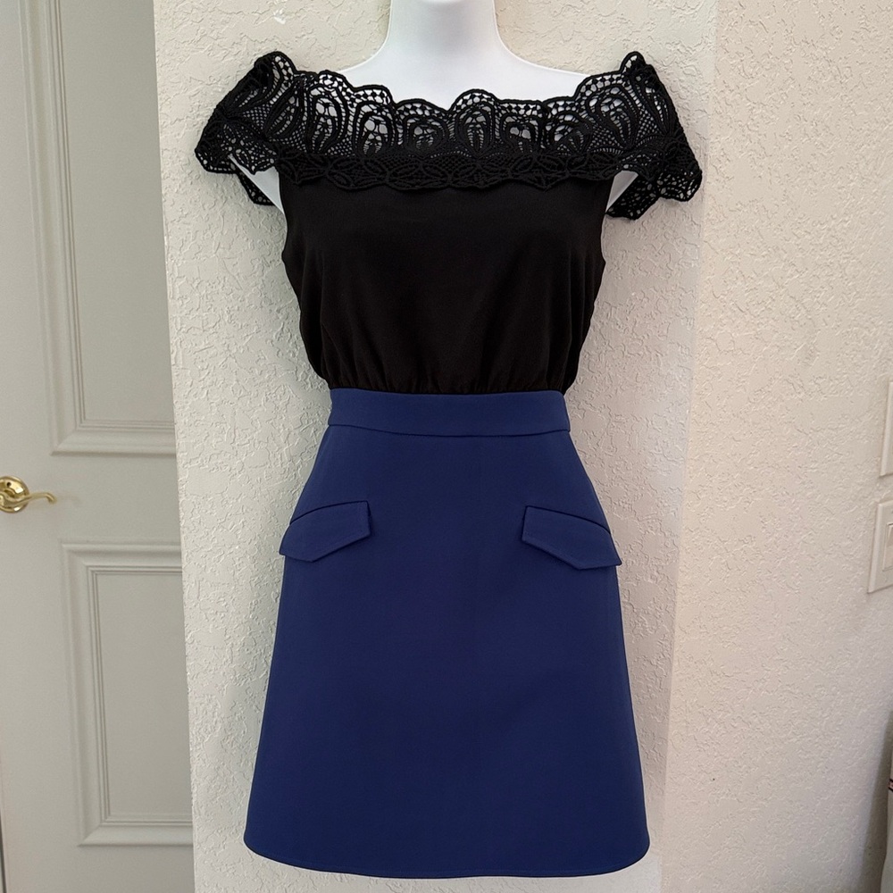 Chic A-Line Blue Black Dress